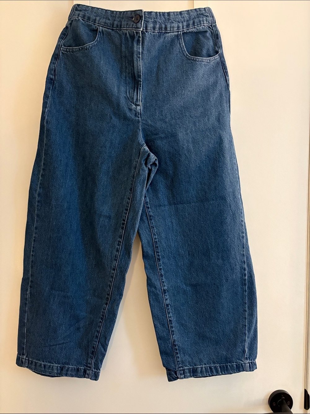Zara Dark Blue Cropped Wide Leg Jeans (sz M)